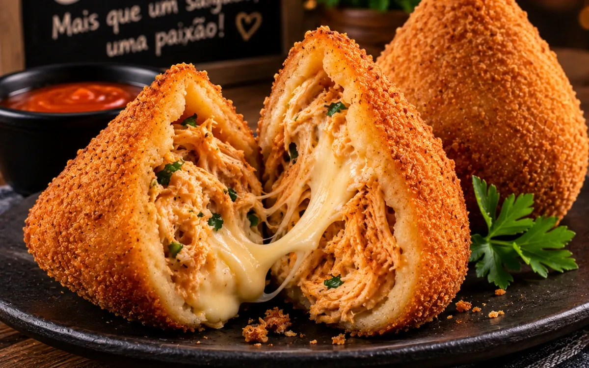 Coxinha de Frango com Queijo Cremoso