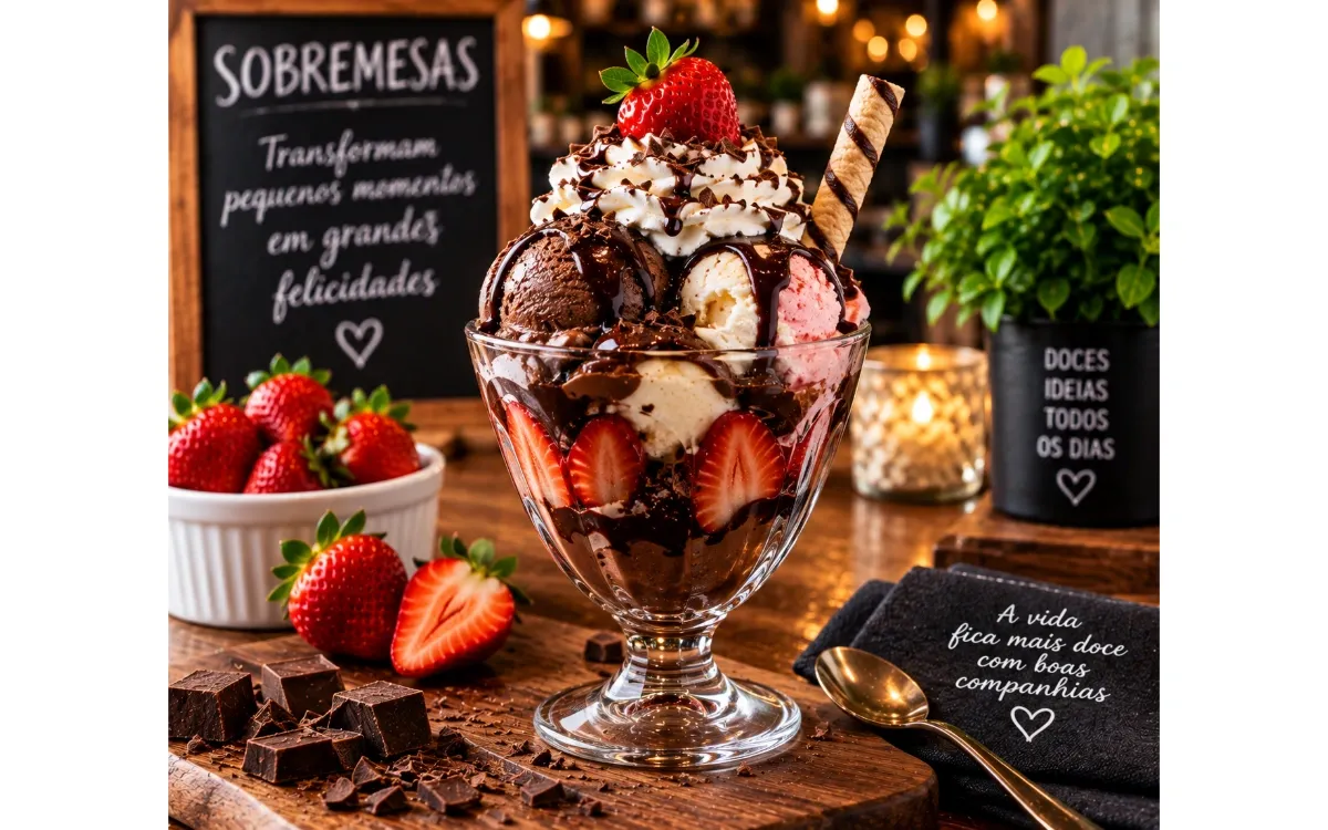 Taça Especial de Sorvetes com Morango