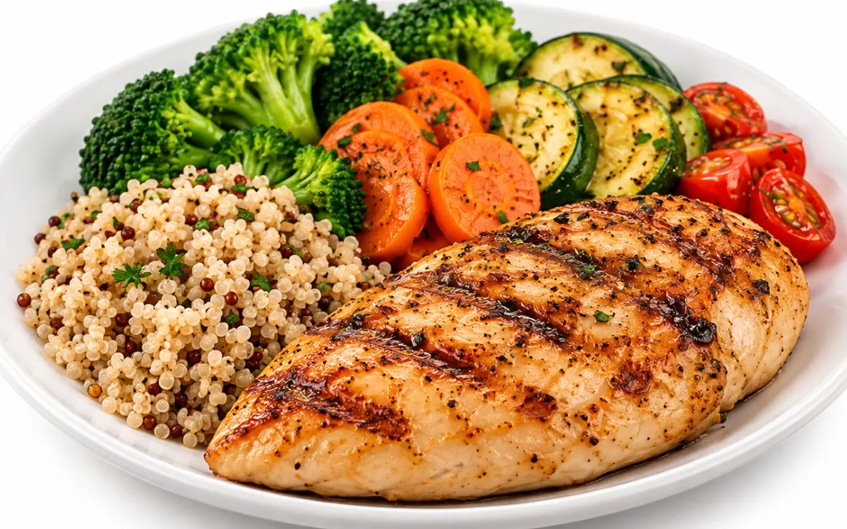 Frango Grelhado com Quinoa e Legumes